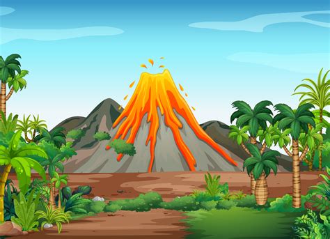 🔥 Download Volcanic Eruption Outdoor Scene Background Vector Art At by ...