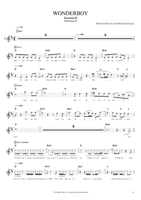 Wonderboy Tab by Tenacious D (Guitar Pro) - Full Score | mySongBook