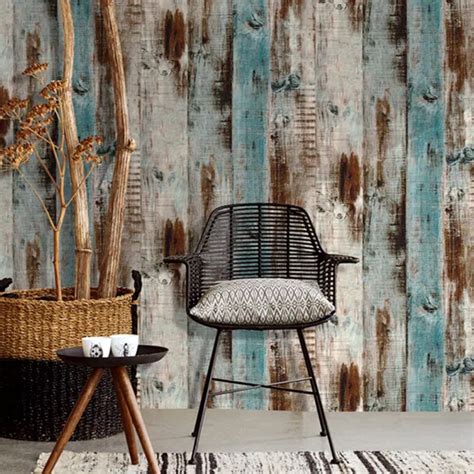 RUSTIC WOOD PLANK Wallpaper Peel and Stick Furniture Wall Stickers ...