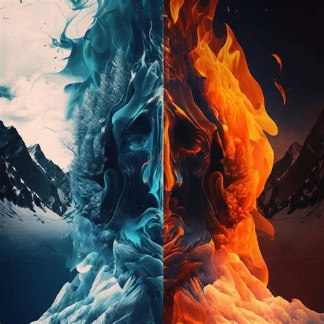 Premium Photo | Desktop Background The Contrast of Fire and Ice AI