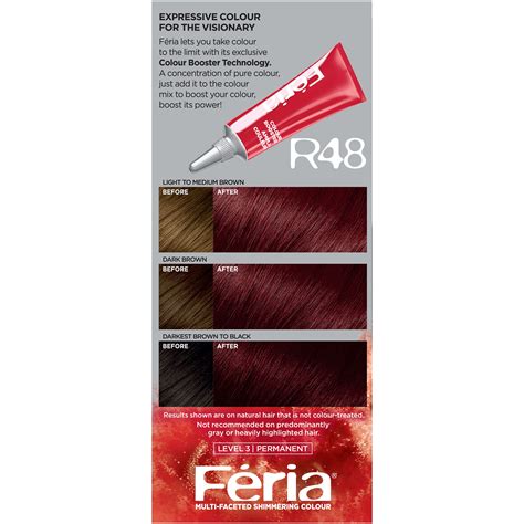 L'Oreal Paris Feria Multi-Faceted Shimmering Permanent Hair Color, R48 Red Velvet (Intense Deep ...