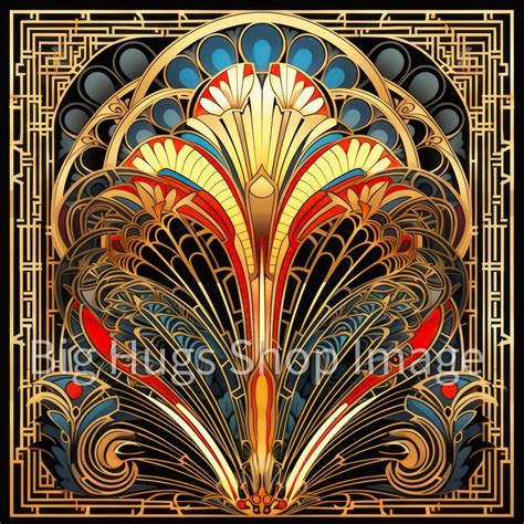 Roaring 20's Art Deco Style Design 3 on a 6x6, 8x8 actual 7.8 or 12x12 ...