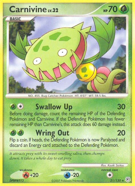 Carnivine 21/130 DP Base Set Rare Pokemon Card NEAR MINT TCG