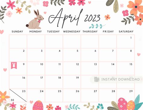 Fillable April 2023 Calendar Printable Cute Spring & Summer - Etsy.de