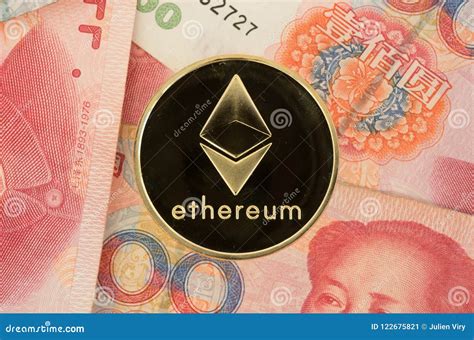 Ethereum Coin on Chinese Yuan Bills - Crypto Currency in China Concept ...