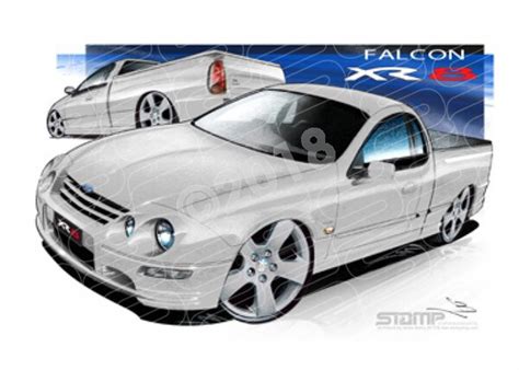 Ford Ute FG XR8 UTE AU XR8 UTE AU XR8 FALCON UTE WHITE A3 FRAMED PRINT (FT120)