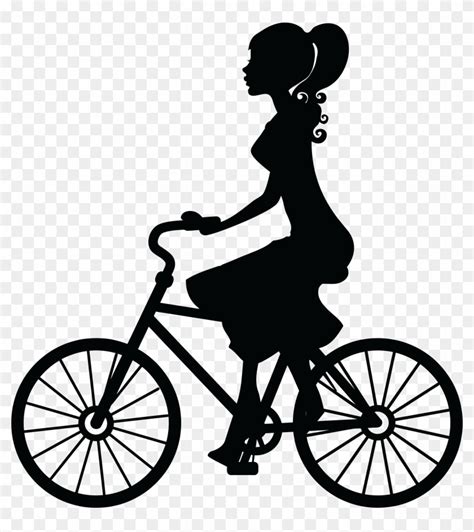 Free Clipart Of A Woman Riding A Bicycle - Girl On Bike Silhouette - Free Transparent PNG ...