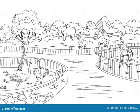 Zoo Gate Clipart Black And White