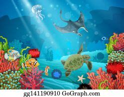 900+ Royalty Free Underwater Cartoon Landscape Clip Art - GoGraph