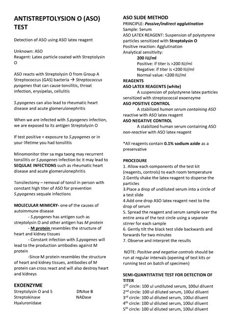 ASO-TEST - Aso test means streptolysin S - ANTISTREPTOLYSION O (ASO) TEST Detection of ASO using ...