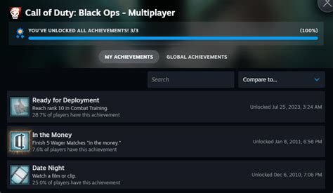 #40 - CoD BO Multiplayer This one took me only 12.5 years : r/steamachievements