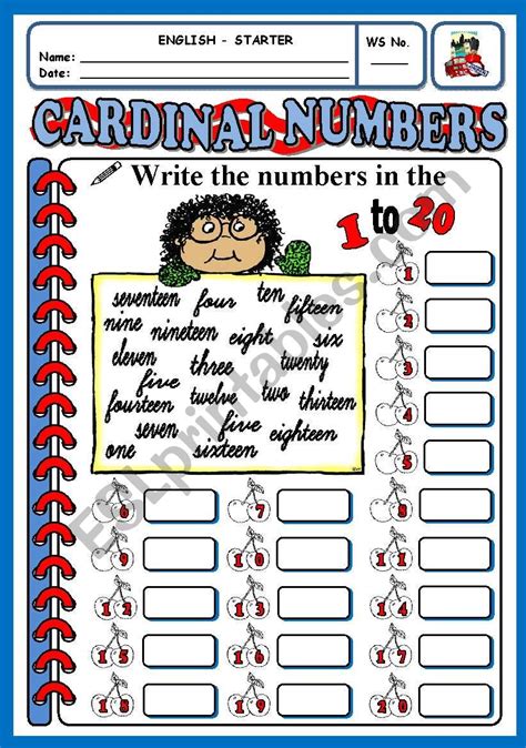 CARDINAL NUMBERS - ESL worksheet by xani