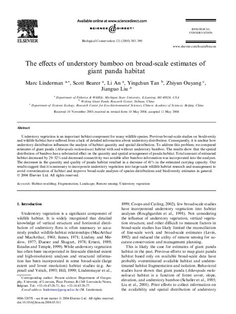 (PDF) The effects of understory bamboo on broad-scale estimates of giant panda habitat | Jianguo ...