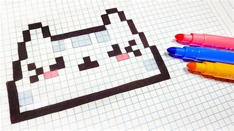 Pixel Art Hecho a mano - Cómo dibujar un Gato Kawaii | Pixel art ...