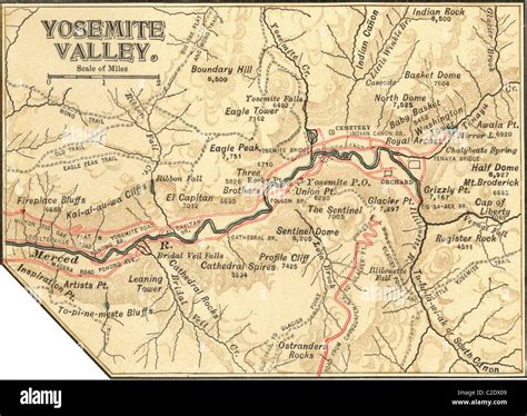 Map of Yosemite Valley Stock Photo - Alamy