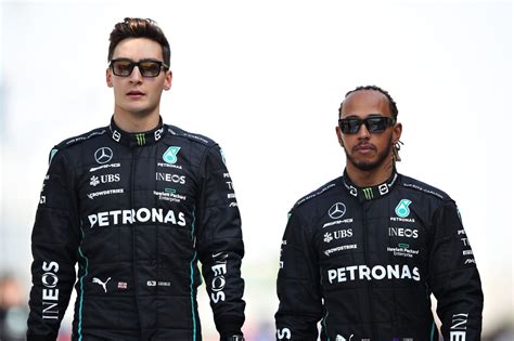 George Russell reacts as Lewis Hamilton plots extended F1 stay