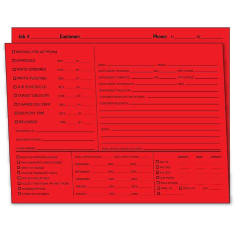 Bright Color-Coded Repair Order Folders - Version 2 | Job Folders