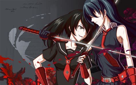 Wallpaper : illustration, anime, katana, sword, blood, Akame ga Kill, Person, Kurome Akame ga ...