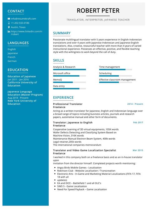 Japanese Translator Resume Sample in 2024 - ResumeKraft