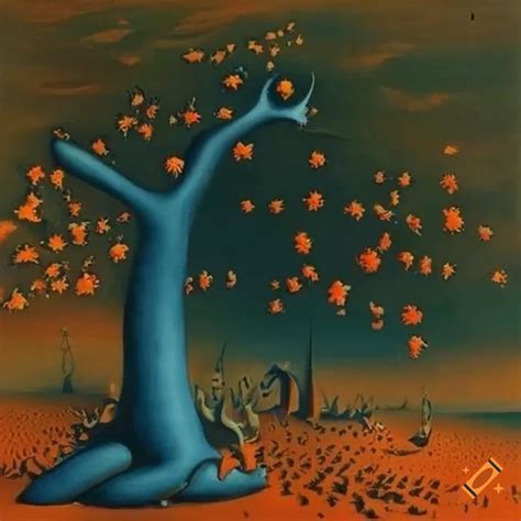 Surrealistic autumn forest painting