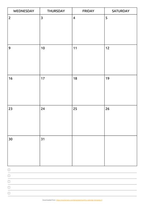 Blank Monthly Calendar With Lines