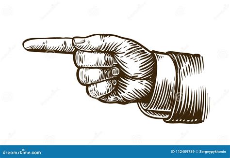 Pointing Hand Sketch. Forefinger, Index Finger. Vintage, Retro Vector ...