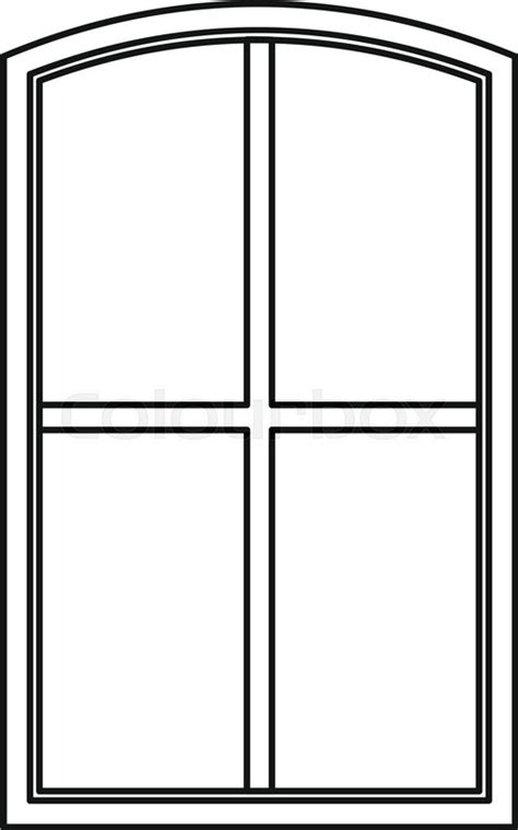 Wooden window icon in outline style ... | Stock vector | Colourbox