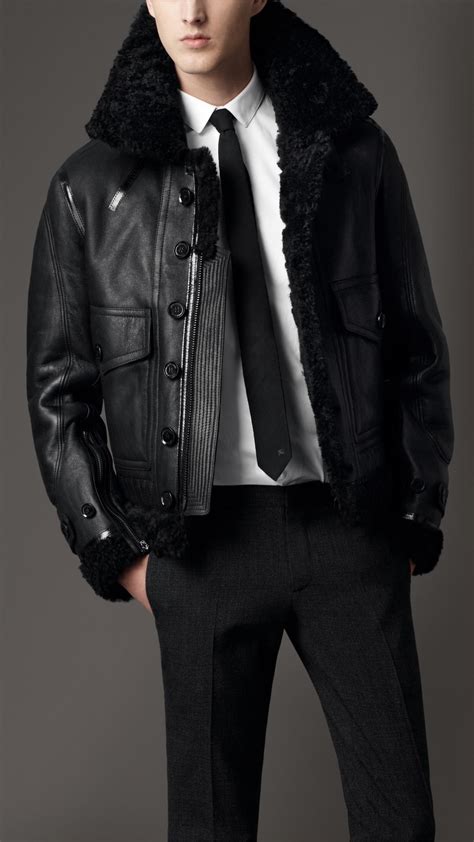 Lyst - Burberry Shearling Aviator Jacket in Black for Men