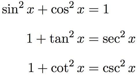 Basic trigonometric identities