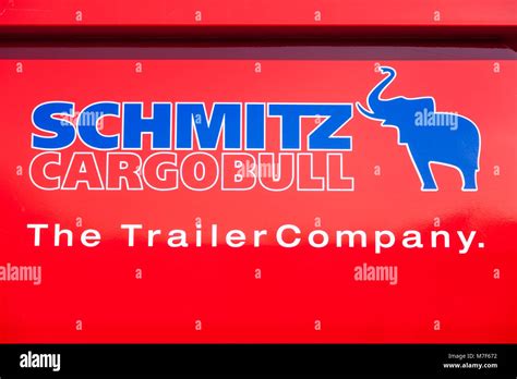 NUERBERG / GERMANY - MARCH 4, 2018: Schmitz Cargobull logo on a MAN dumper truck. Schmitz ...