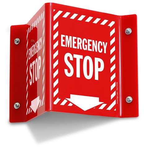 Emergency Stop Projecting Sign, SKU: S2-1791