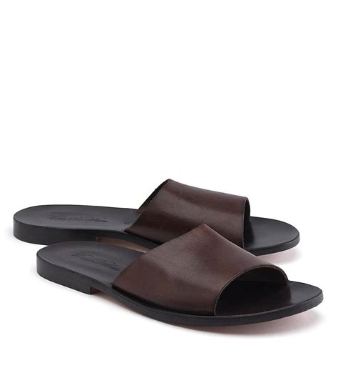 Lyst - Brooks Brothers Leather Slide Sandal in Brown for Men