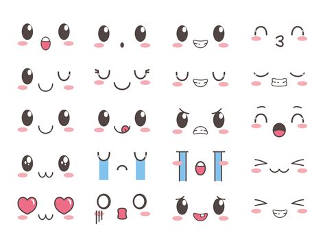 Kawaii Cute Lovely Emoticon Faces Cartoon Set 2682827, 60% OFF