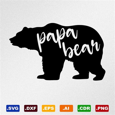 Papa Bear Svg Dxf Eps Ai Cdr Vector Files for Silhouette | Etsy