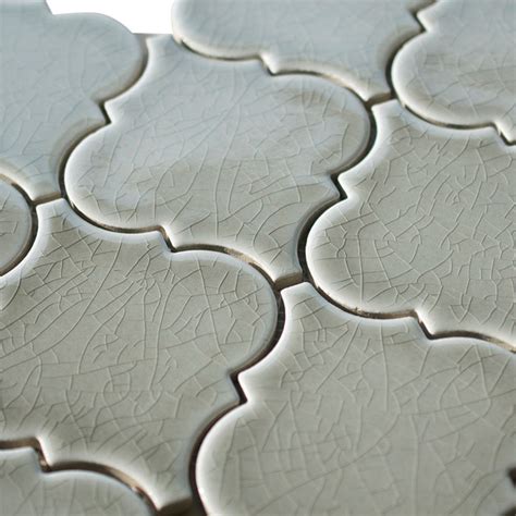 Dove Gray Porcelain Arabesque Mosaic Tile - Mediterranean - Tile - by All Marble Tiles