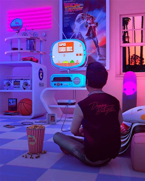 Denny Busyet Dreamlike artwork inspired by 80s / 90s aesthetic nostalgia fueled by synthwave ...