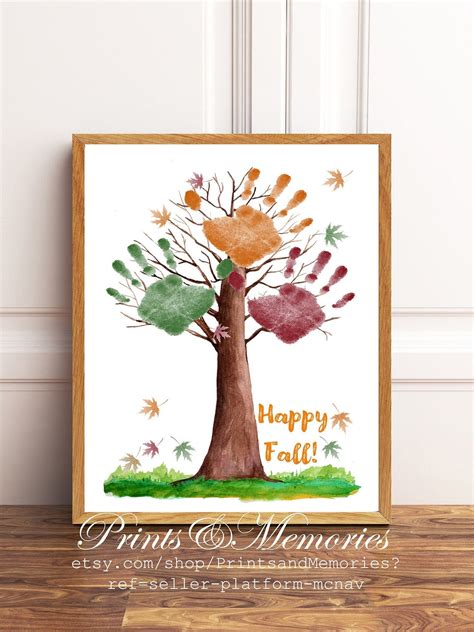 Happy Fall Tree Handprint Art, Fall craft for kids, baby, toddler, Keepsake, Preschool Fall ...