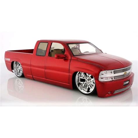 Chevy Silverado Pickup Truck, Red - Jada Toys Dub City 63112 - 1/18 scale Diecast Model Toy Car ...