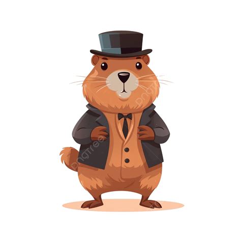 Groundhog Day Groundhog Character Beaver Or Gopher Flat Cartoon Style Weather Forecaster, Cute ...