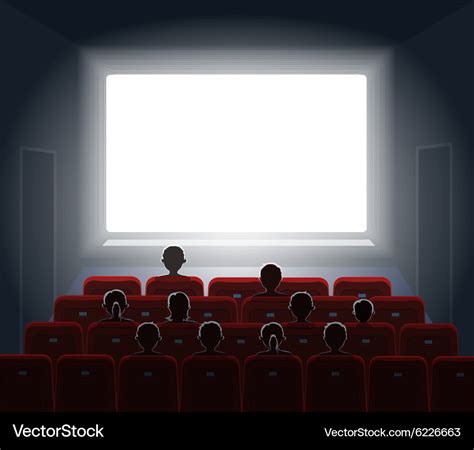 People watching movie at cinema hall film screen Vector Image