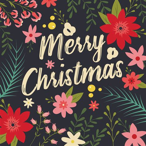 Typographic Merry Christmas with floral elements 694088 Vector Art at Vecteezy