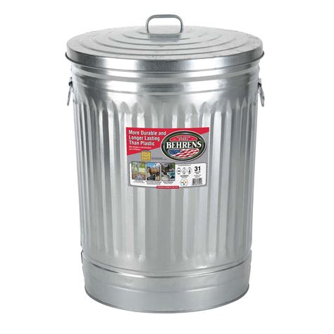 Behrens 31 gal. Galvanized Steel Garbage Can Lid Included Animal Proof ...