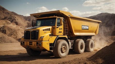 Premium Photo | Dump truck working load rock and materials on the ...