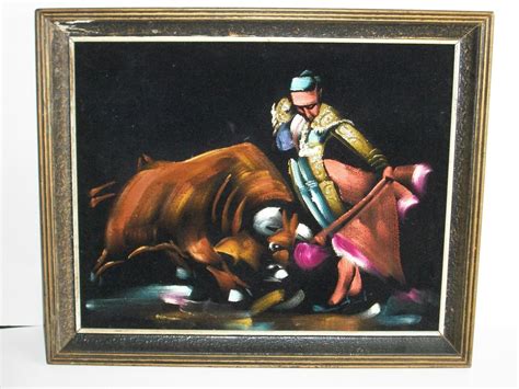 Vintage Black Velvet Painting of Bullfighter by Iprefervintage