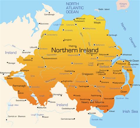 Abstract vector color map of Northern Ireland country - Beat My Debt ...