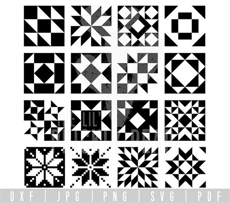 16 Quilt Blocks SVG Bundle Printable JPG Files - Etsy