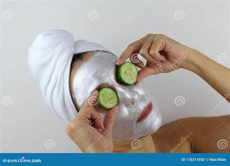 Face mask and cucumber stock photo. Image of cosmetician - 176313682