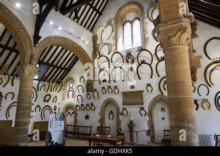 Oakham Castle Great Hall, Leicestershire, horseshoes horseshoe Stock ...