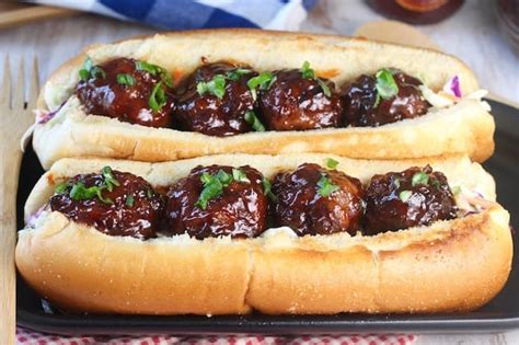 Barbecue Meatball Hoagies - Miss in the Kitchen