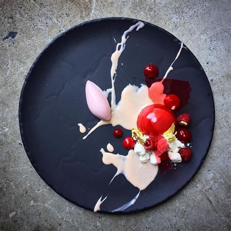 @czarneckigregory on Instagram: “Raspberry mousse, gel and cremeux , lytchee custard ,dehydrated ...